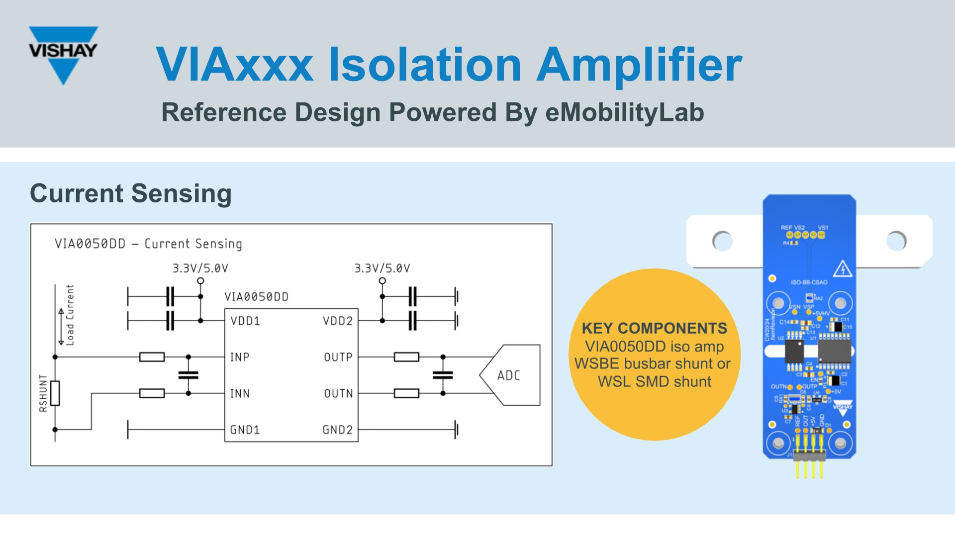 Vishay's state of the art capacitive isolation amplifier for current and voltage sensing